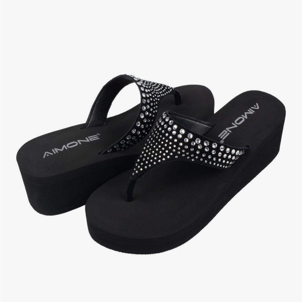 NEW Black rhinestone Women's wedge Sandals by AIMONE